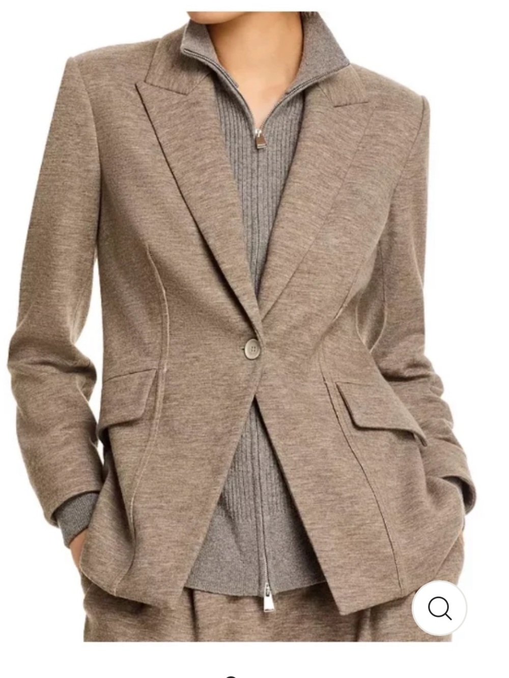 🌺 Simkhai Auden Tailored Knit and Wool Blazer in Taupe